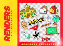 学校元素卡通贴纸图案韩国笔刷风格下载（PNG免扣图透明格式）
