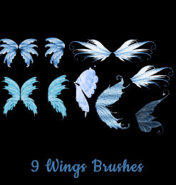 9种漂亮的妖姬、妖精翅膀图案Photoshop笔刷下载