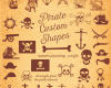 海盗元素图案、骷髅头、海盗船、船锚、海盗徽章等PS自定义形状素材.csh下载