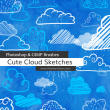 可爱卡通手绘涂鸦云朵、云彩Photoshop笔刷素材下载