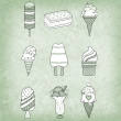手绘冰淇淋、棒冰、雪糕等甜品图案Photoshop笔刷素材下载