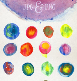 25种高清水彩涂抹圆圈纹理PS笔刷素材（PNG透明格式）