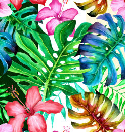 鲜艳的鲜花、叶子背景花纹图形Photoshop填充图案底纹素材 Patterns 下载