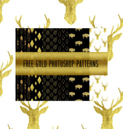 8种金色花纹、土豪金装饰图形Photoshop填充图案底纹素材 Patterns 下载