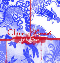刺绣式中国传统龙纹、凤凰图案Photoshop装饰笔刷素材