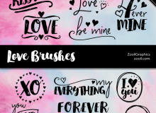 热恋、爱的标语、爱情涂鸦文字Photoshop笔刷素材下载