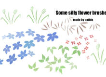 一些手绘水彩风格的小花朵、小叶草图案Photoshop笔刷素材下载