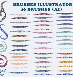 46种 Illustrator花纹纹理图案笔刷、Ai画笔