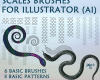 智能蛇鳞、鳞片纹理效果、鳞甲纹理花纹图案 Illustrator笔刷素材