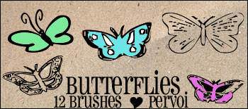 12种漂亮的蝴蝶花纹图案Photoshop笔刷下载