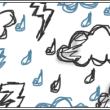 手绘白云、闪电符号、雨滴PS笔刷下载
