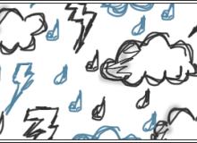手绘白云、闪电符号、雨滴PS笔刷下载