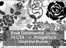 26种玫瑰花花纹图案、鲜花花朵印花Photoshop笔刷下载