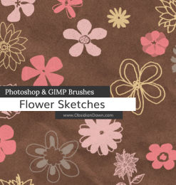 可爱的涂鸦式鲜花花朵图案PS花朵笔刷