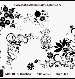 手绘艺术植物印花、鲜花花朵图案Photoshop笔刷下载
