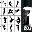 20种舞蹈姿势图案Photoshop轮廓剪影素材笔刷
