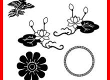 中国传统莲花、睡莲、凤凰等图案装饰Photoshop笔刷下载