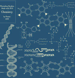 医药化学分子结构、DNA图形等Photoshop科技、科学、生命工程元素背景装饰笔刷