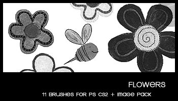 花朵图案、童趣花纹Photoshop笔刷下载