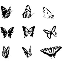 蝴蝶图形、版刻式蝴蝶花纹PS笔刷