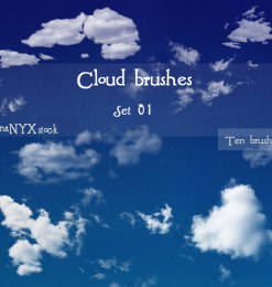 一套免费的高清云朵图形PS笔刷素材下载