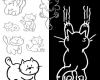 手绘线框卡通猫咪图案PS笔刷下载
