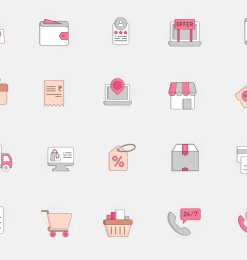 20+ 粉色系电子商务图标 –  Sketch 设计素材