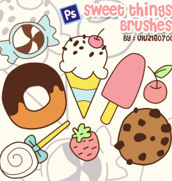 可爱卡通糖果、甜甜圈、甜食PS笔刷下载