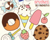 可爱卡通糖果、甜甜圈、甜食PS笔刷下载