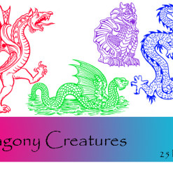 西方恶龙、魔龙、蛇龙PS印花图案笔刷下载