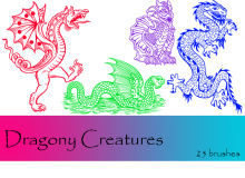 西方恶龙、魔龙、蛇龙PS印花图案笔刷下载