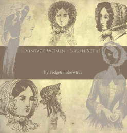 复古式欧洲女性图案画像PS笔刷下载