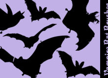 飞行的蝙蝠剪影图像PS笔刷素材