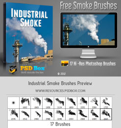 17种高清燃烧的烟雾、烟囱效果、污染排放PS笔刷下载