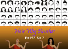40种女士、女生假发头套、发型造型Photoshop美图头发笔刷 #.7