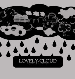 可爱卡通下雨的云朵图案PS笔刷下载