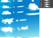 数字云朵、手绘云朵、白云笔触画笔Photoshop素材下载