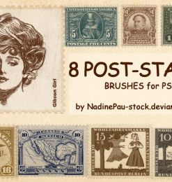 8张欧美老旧邮票素材PS笔刷下载