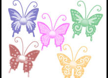 漂亮的七彩卡通蝴蝶图案Photoshop笔刷素材