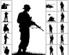 战争中的士兵图像剪影PS笔刷下载(csh格式，自定义形状)