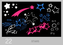 手绘涂鸦五角星、星星符号、流星图案Photoshop笔刷素材