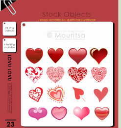 22种不同类型的爱心图案、心形Photoshop笔刷恋爱（AI文件素材）