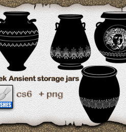 精美的古希腊水罐图像装饰PS笔刷下载