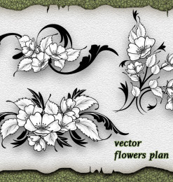 美丽的鲜花朵图案PS笔刷素材下载（PNG透明图片格式）