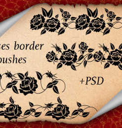 富丽堂皇的玫瑰花印花图案装饰PS笔刷素材下载（含psd源文件素材）