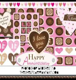 可爱巧克力化恋爱贴纸背景PS美图笔刷