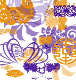 中国传统印花图案、吉祥的植物花纹PS笔刷素材