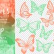 18种蝴蝶花纹、彩蝶图案PS笔刷素材