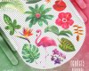 水彩绿叶、植物花朵、火烈鸟图案PS笔刷素材（PNG图片格式）