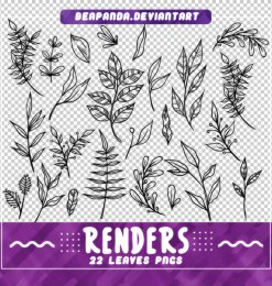 手绘植物叶子线框图案PS笔刷下载（PNG图片格式）